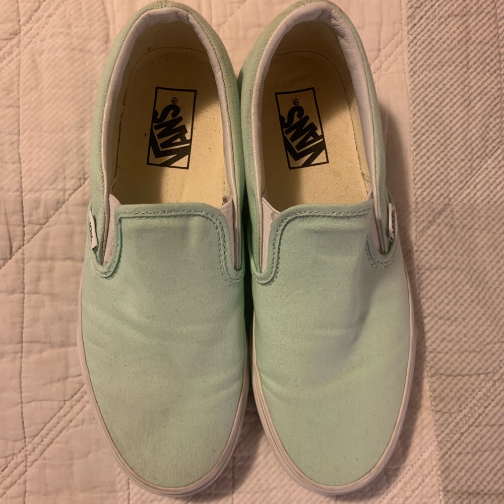 Vans Slip Ons Aqua Teal Mint Blue Green Women’s 8.5